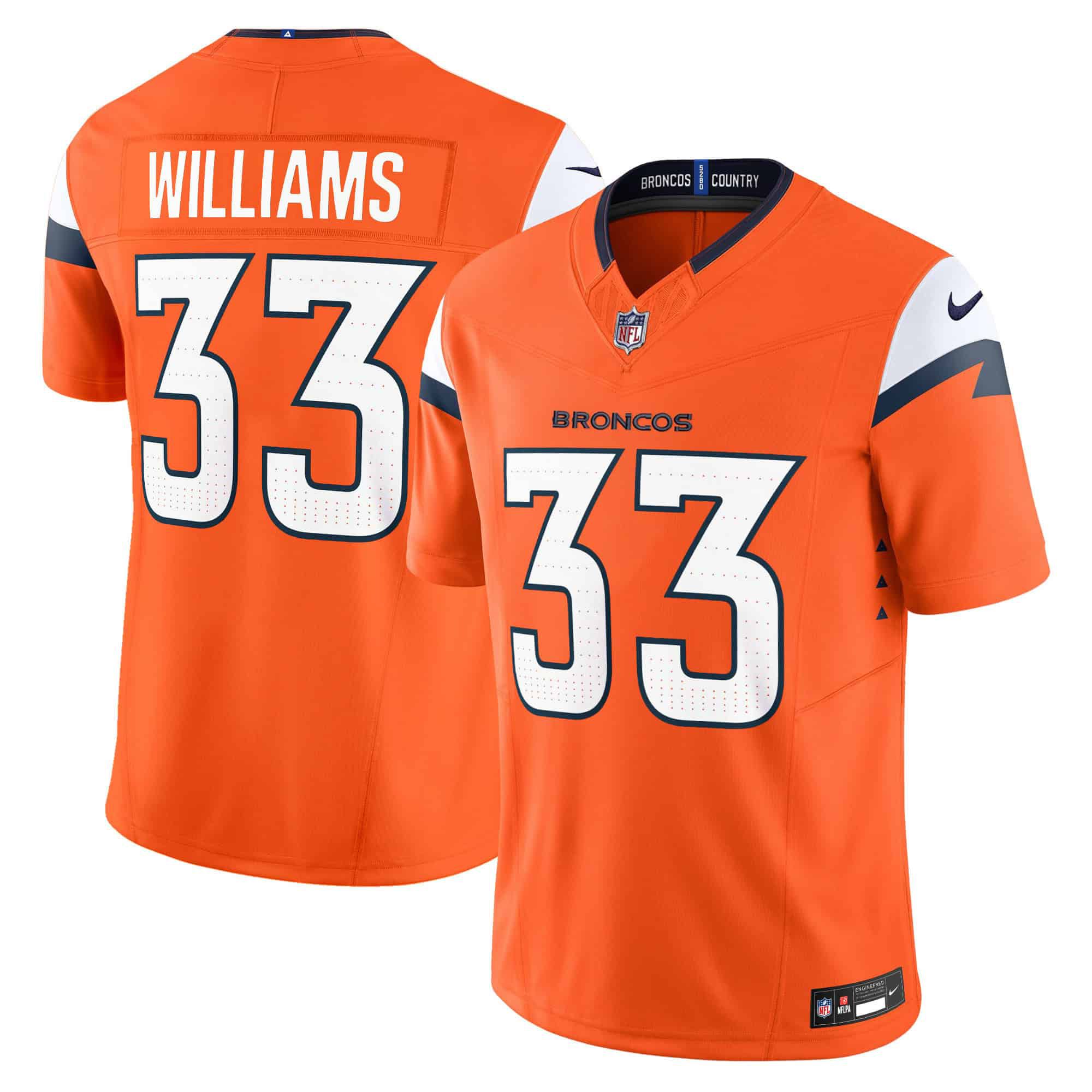 Men Denver Broncos #33 Williams Orange 2024 Nike Vapor Limited NFL Jersey->indianapolis colts->NFL Jersey